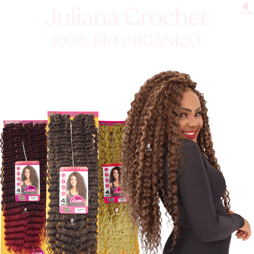 Aplique De Fibra Cacheada 100% Organico Premium - Juliana Crochet - Identico Ao Humano