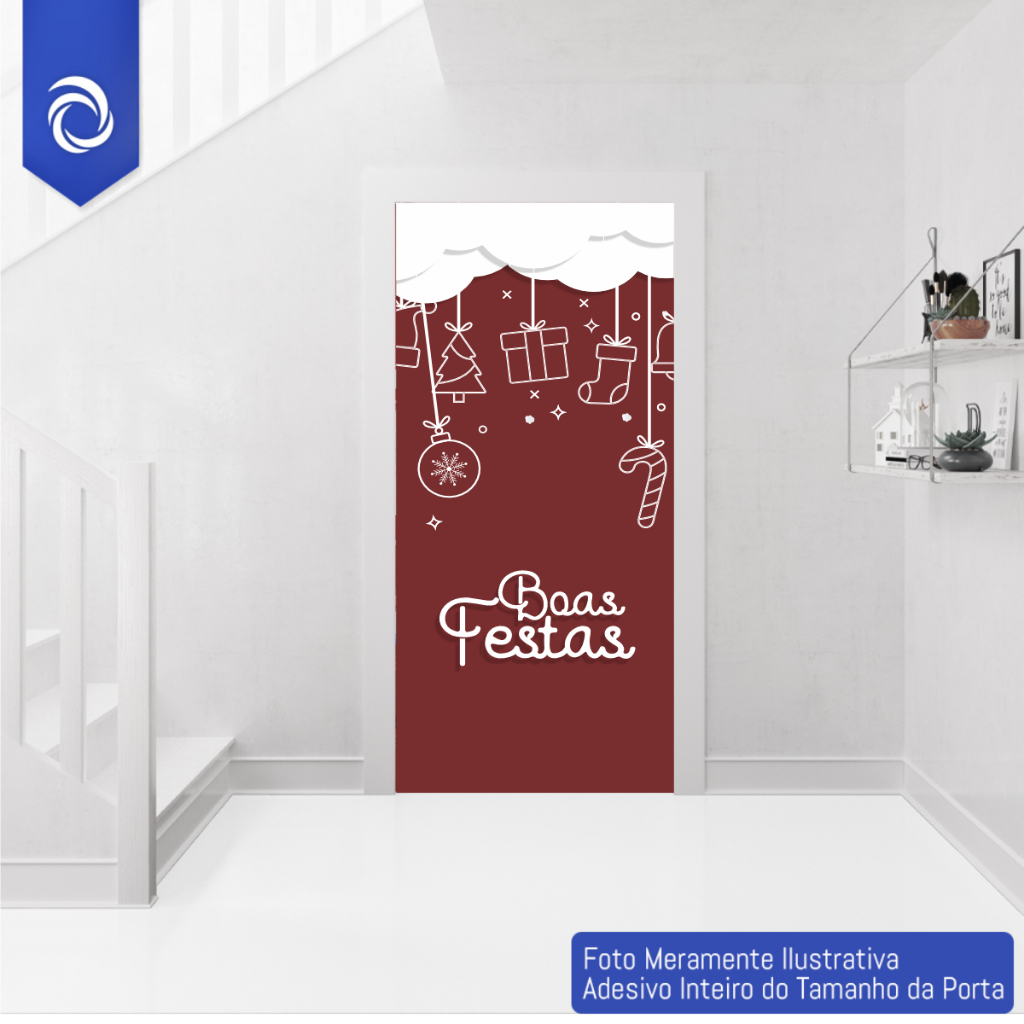 Adesivo Decorativo Para Portas Revestimento Papel de Parede NATAL Boas Festas Fim de Ano - Feliz Natal - NATAL 04 - 2025