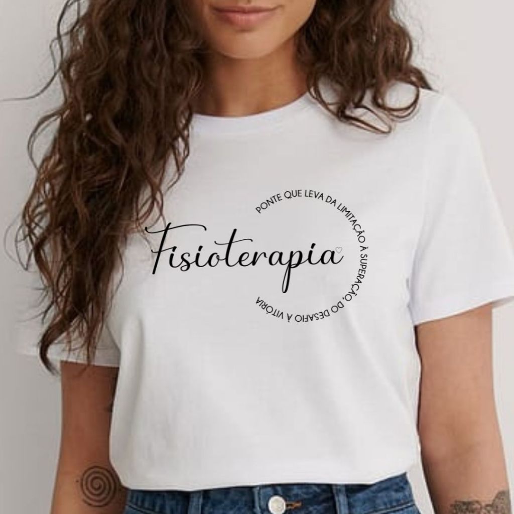 Blusa Feminina T-Shirt Camiseta Profissões com Aplique de Pérolas - Fisioterapia é... em Oferta na Shopee