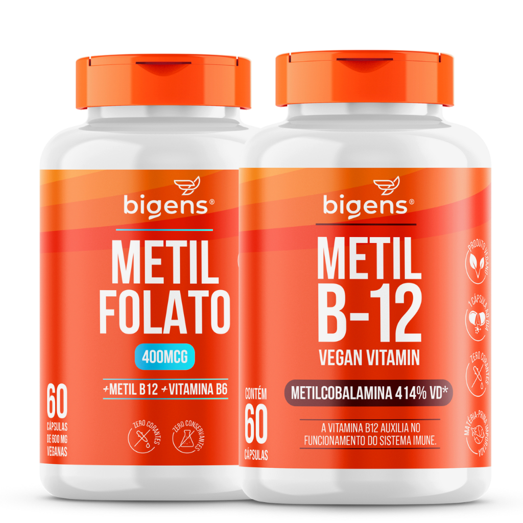 BIGENS KIT 2X METIL FOLATO + METIL B12 60 CAPS BIOGENS em Oferta na Shopee