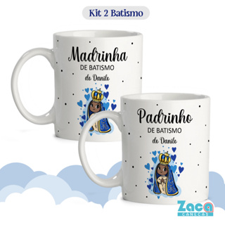 Caneca Personalizada Dindo Dinda Padrinho Madrinha Batismo Consagração - Kit 2 em Oferta na Shopee