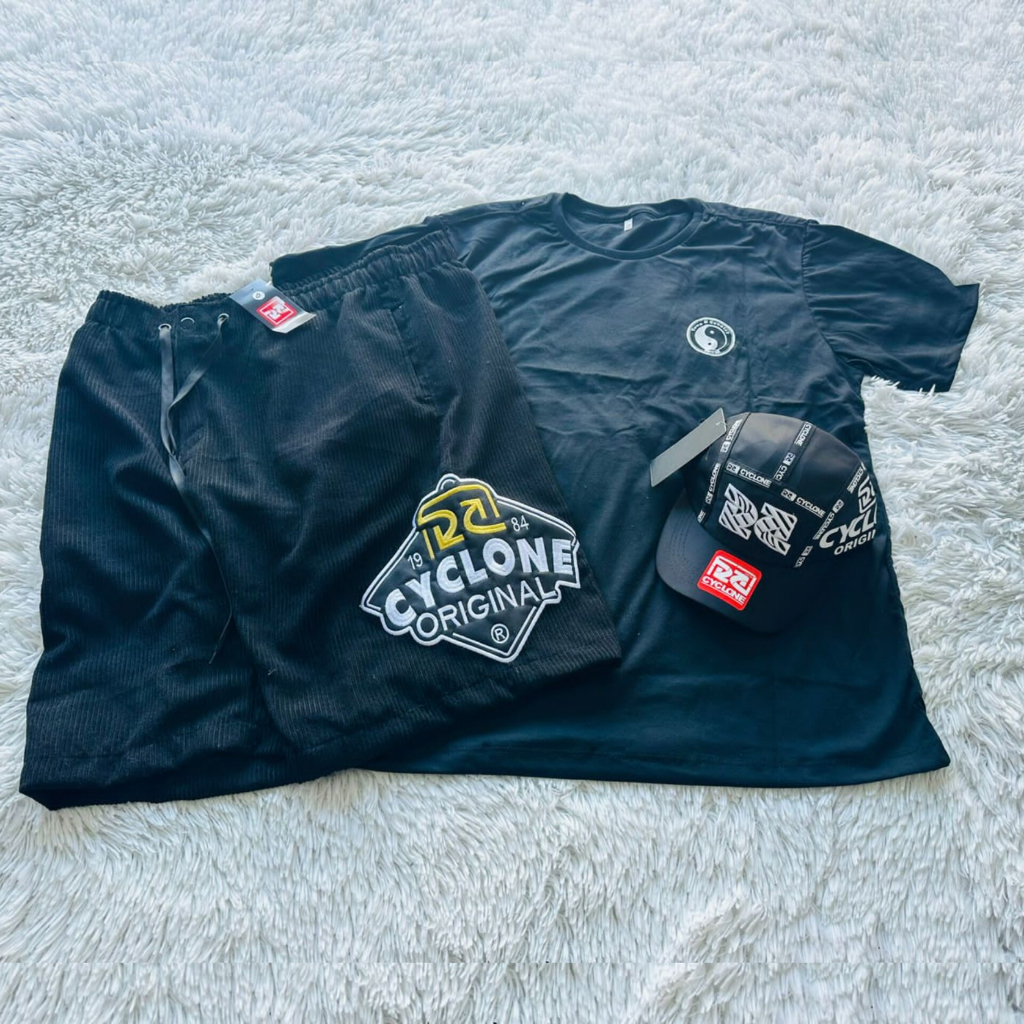 Bermuda Da Cyclone Veludo Mandrake Pretona New + Camiseta Algodão e Boné Breck