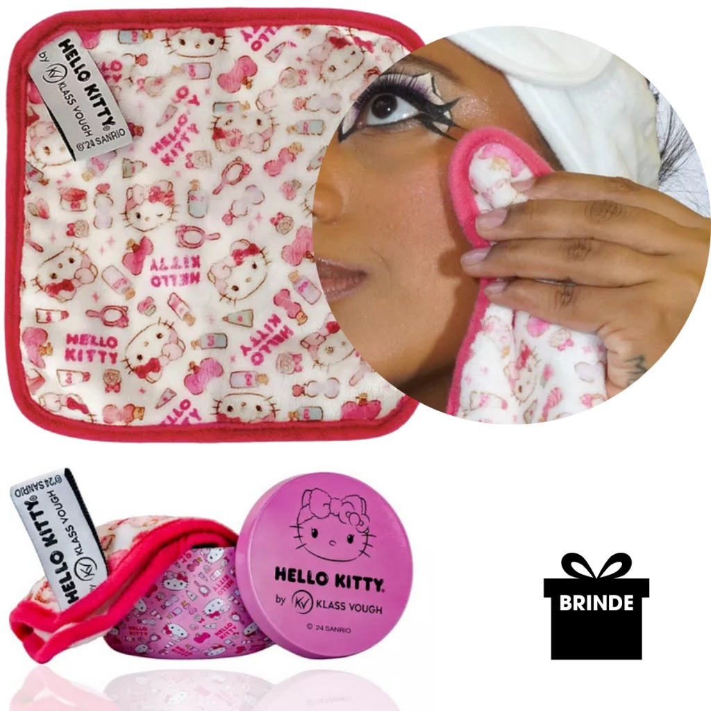 Toalha Demaquilante 25x20 Hello Kitty  Lavável Hipoalergênico Macio + Lata personalizada - Klass Vough