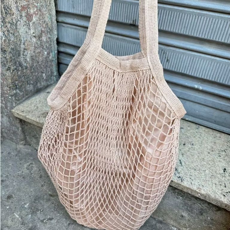 Bolsa Saco Estilo Rede Crochê Tiracolo Com Forro Feminina verão Praia Piscina Passeio