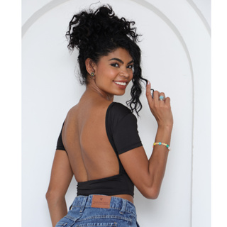 Blusa com Costas Completamente a Mostra Totalmente Aberta Nas Costas em Oferta na Shopee