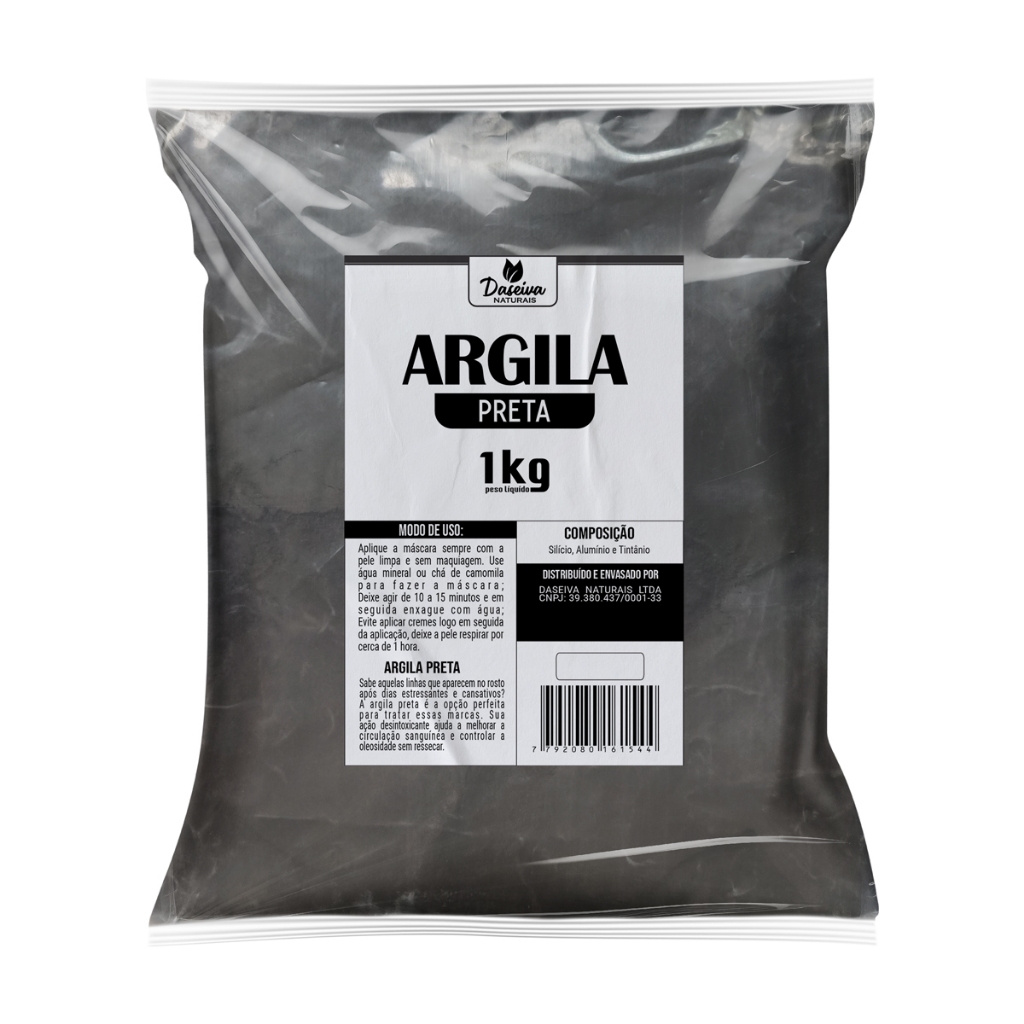 Argila Preta 1kg Daseiva Naturais Preta combate a flacidez (Skin Care) Máscara Para O Rosto
