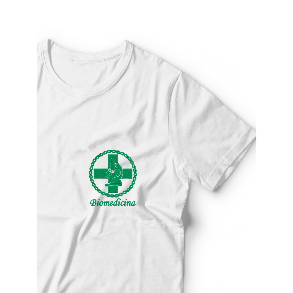 Camisa Biomedicina Bordada Curso Biomedicina Saúde Malha Confort T-shirt Camiseta
