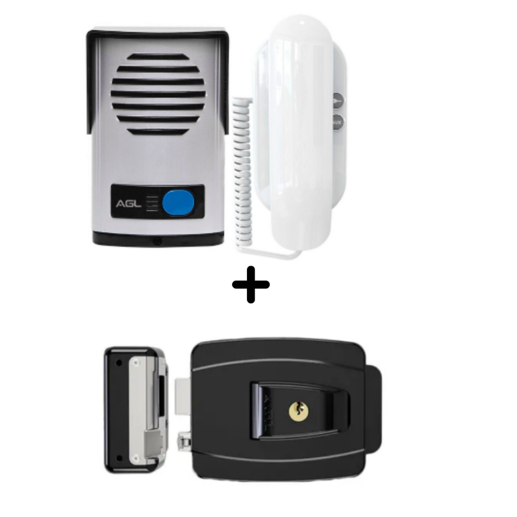 Kit Porteiro Eletrônico Agl P10s + Fechadura Elétrica Reversível Agl