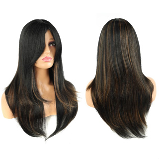 Wig cabelo SIGIRD lisa franja cabelo liso fibra organica 55cm lace wig em Oferta na Shopee