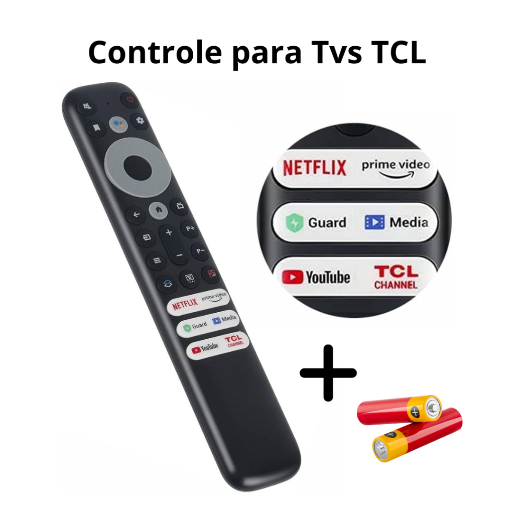 Controle Remoto Para Tcl Smart Tv 4k 32 40 42 43 45 50 E 55 C/ PILHAS em Oferta na Shopee