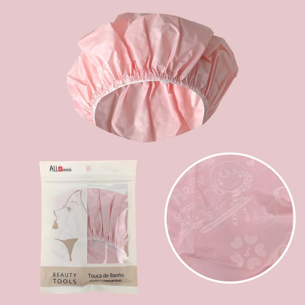 Touca de Banho com Elástico,com até 5 Unidades na cor Rosa, Gilrs de EVA- Allmini