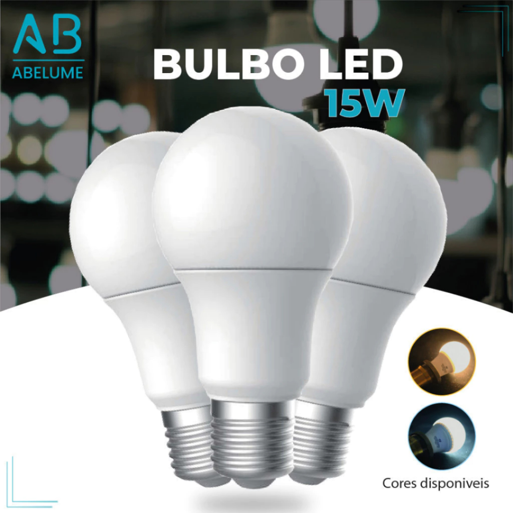 Lâmpada Led Bulbo 15w Branco Frio 6.500K (Luz Branca) | Branco Quente 3.200K (Luz Amarela) |  Bivolt E27 em Oferta na Shopee