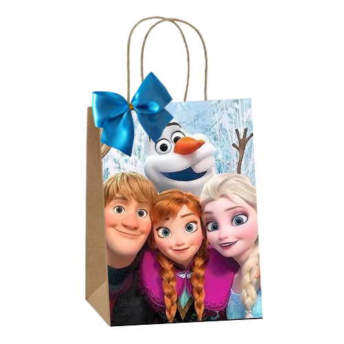 Sacolinhas Kraft Personalizadas Tema Frozen Festa de Aniversário Doces Balas Lembrancinhas Acompanha Laço em Oferta na Shopee