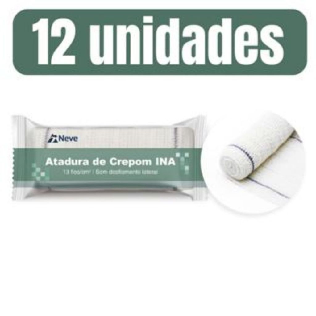 Kit 12un Faixa Curativo Atadura Crepom Crepe INA 13 Fios Sem Desfiamento Lateral Neve Alta Qualidade Absorção Elático