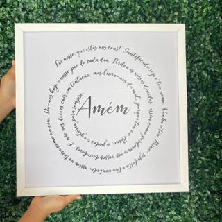 Quadro decorativo cobre caixa de luz com moldura 53x53 Oração PAI NOSSO sala/quarto/cozinha/decoração/parede em Oferta na Shopee