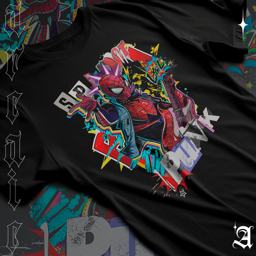 Camiseta Basica Algodao Spider Punk Rock Homem Aranha Através Do Aranhaverso Filme Animação Tee Unissex em Oferta na Shopee