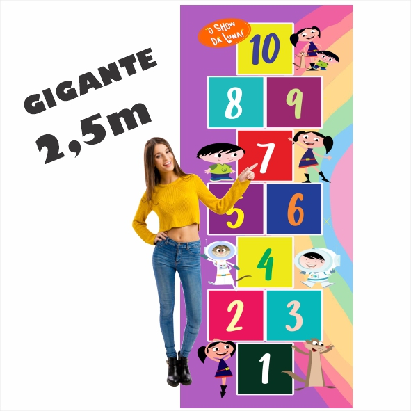 Tapete Jogo da Amarelinha Infantil Em Lona, Show da Luna Rosa, Presente meninas, dia das crianças, natal, aniversário