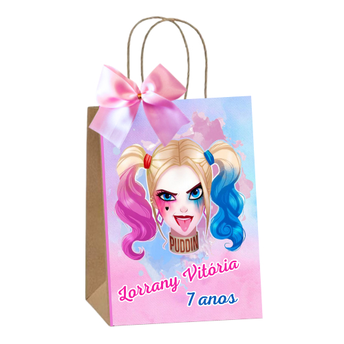 Sacolinhas Kraft Personalizadas Tema Alerquina Festa de Aniversário Doces Balas Lembrancinhas Acompanha Laço