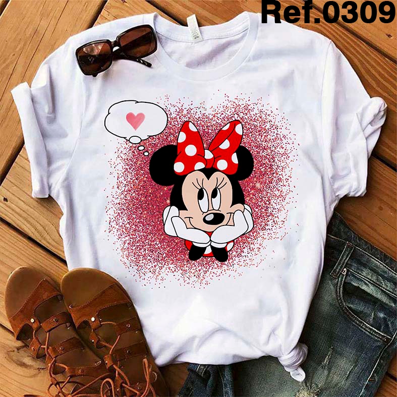 CAMISETA UNISSEX OU BABY LOOK OU PLUS SIZE OTIMISMO MINNIE R0309