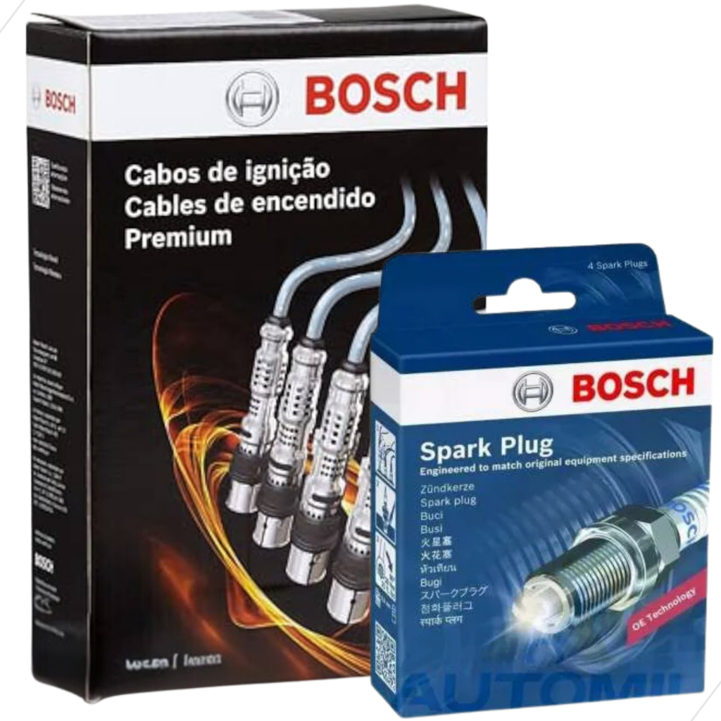 Kit Jogo Cabo E Vela Original Bosch Gol Parati 1.0 8v At 1997 Até 2005