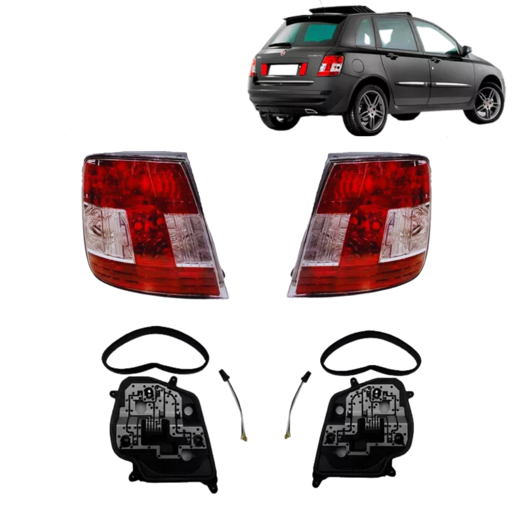 Par KIT completo de Lanterna Traseira Fiat Stilo + Adaptação Para Lanterna Fiat Stilo 2002 até 2012 Com Circuito