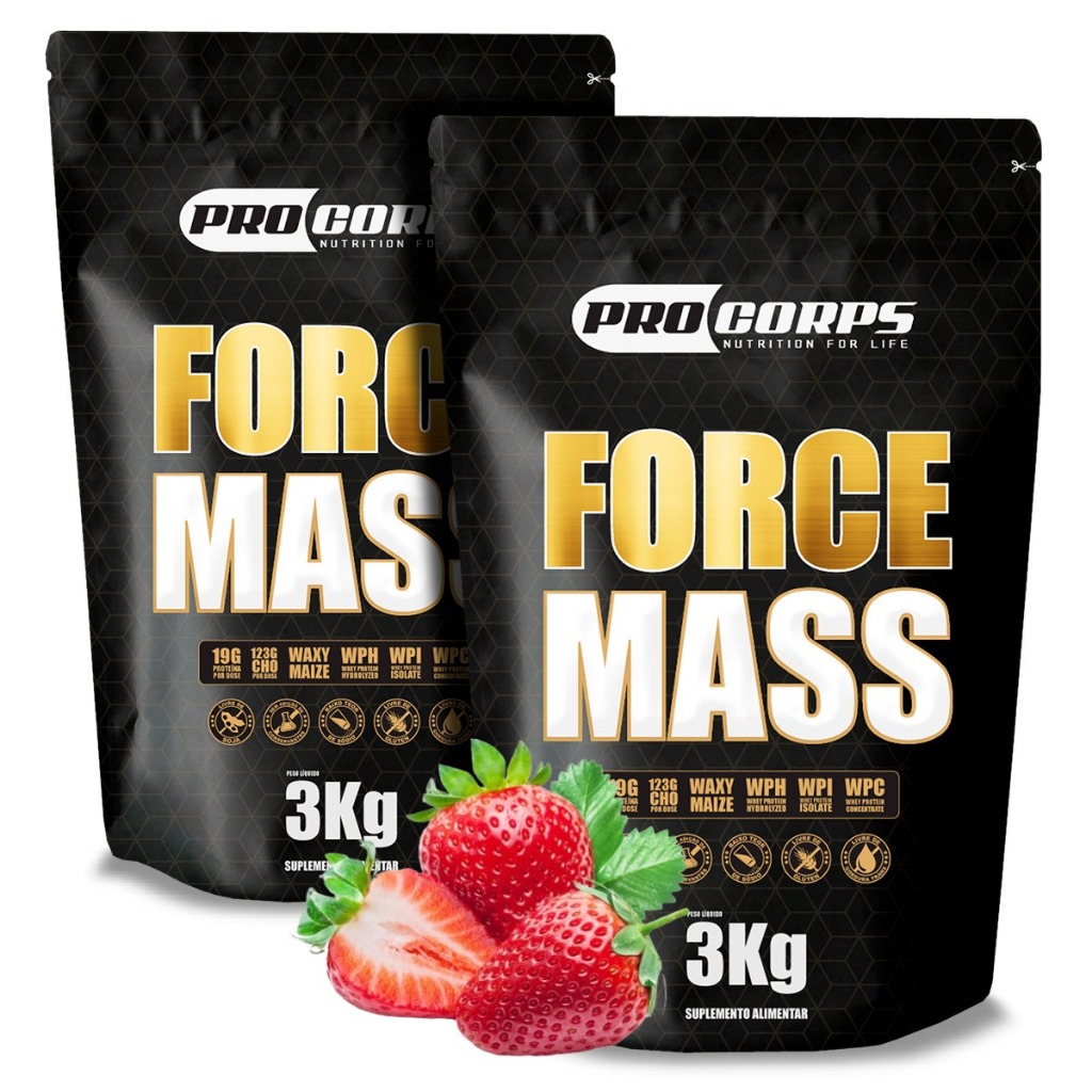2 Unidades Suplemento Hipercalórico 3kg Force Mass Ganhe Massa Muscular Pro Corps