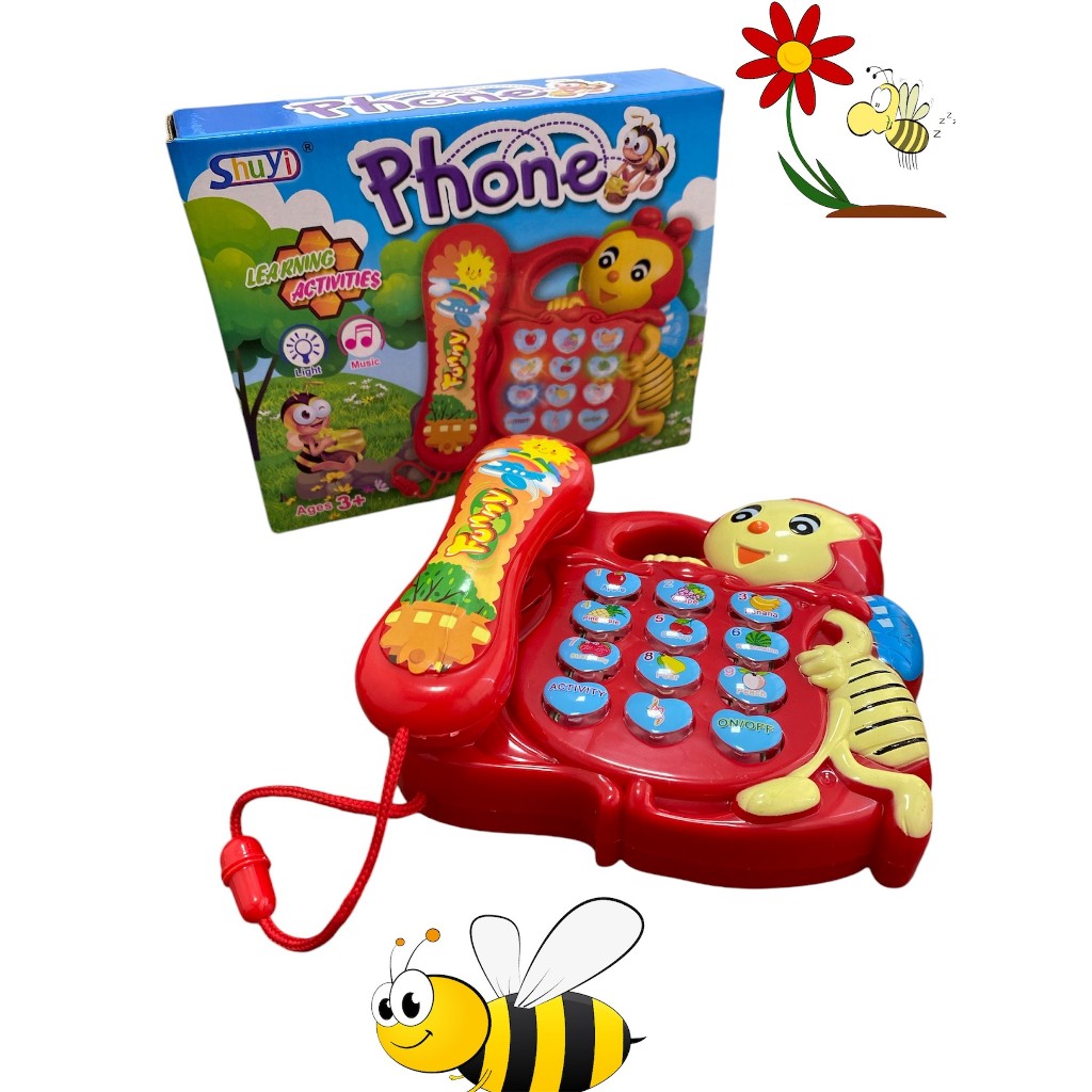 Telefone Musical Infantil vermelho Criança Com Som E Luzes em Oferta na Shopee