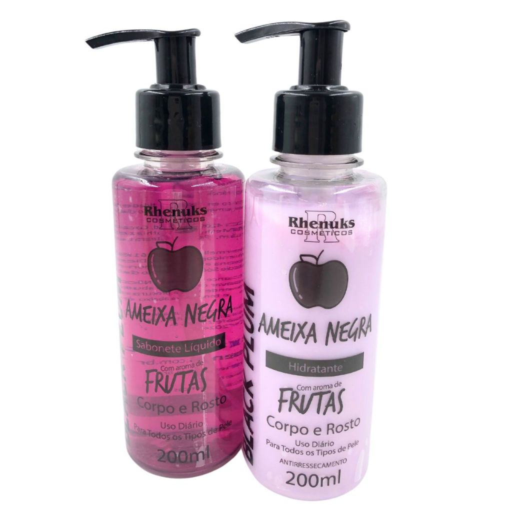 Creme Hidratante  e Sabonete Líquido Frutas Com Aroma Ameixa Negra 200 ml Rhenuks