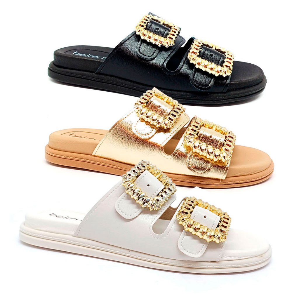 Chinelo Feminino Dupla Fivela Beira Rio 8528102 - Women Shoes