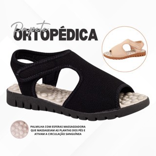 Sandalia Ortopédica Feminina Calce Fácil Confortável Massageadora Anatômica