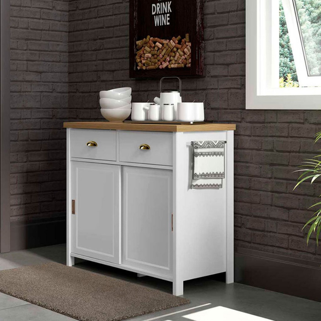 Aparador Buffet Ditália 2 Gavetas 2 Portas Branco BA-145