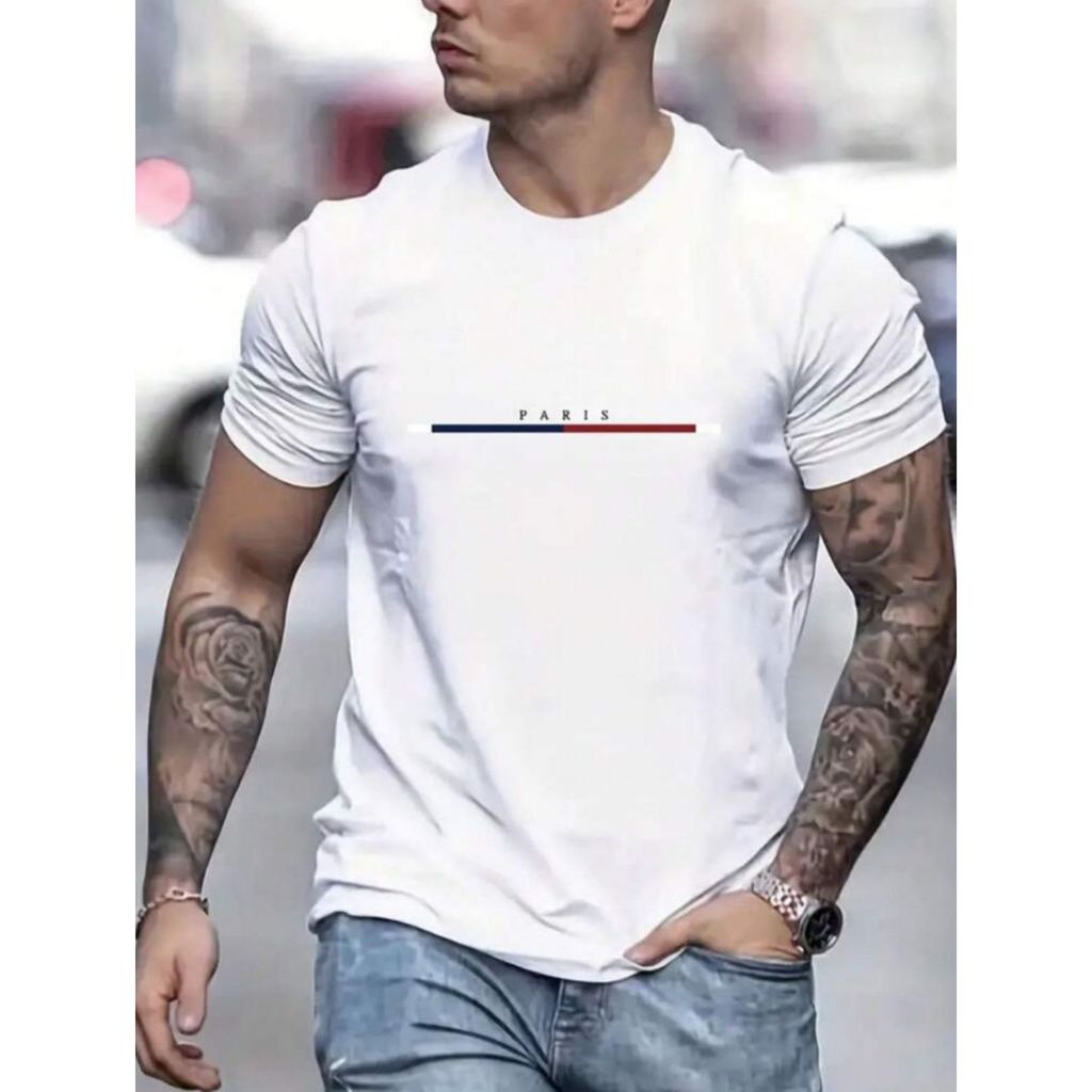 Camisa Camiseta Masculina Street Paris Estampada Algodão Camisa Manga Curta