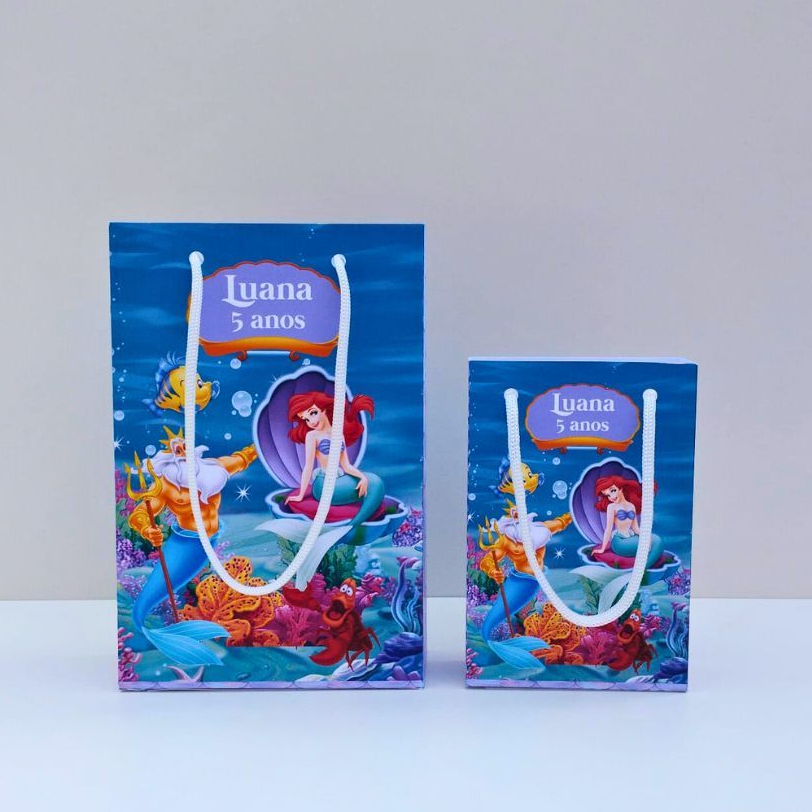 Sacolinha Personalizada Ariel | Lembrancinha | Sacolinha Aniversario | Kit aniversario | Festa Infantil | Pequena Sereia