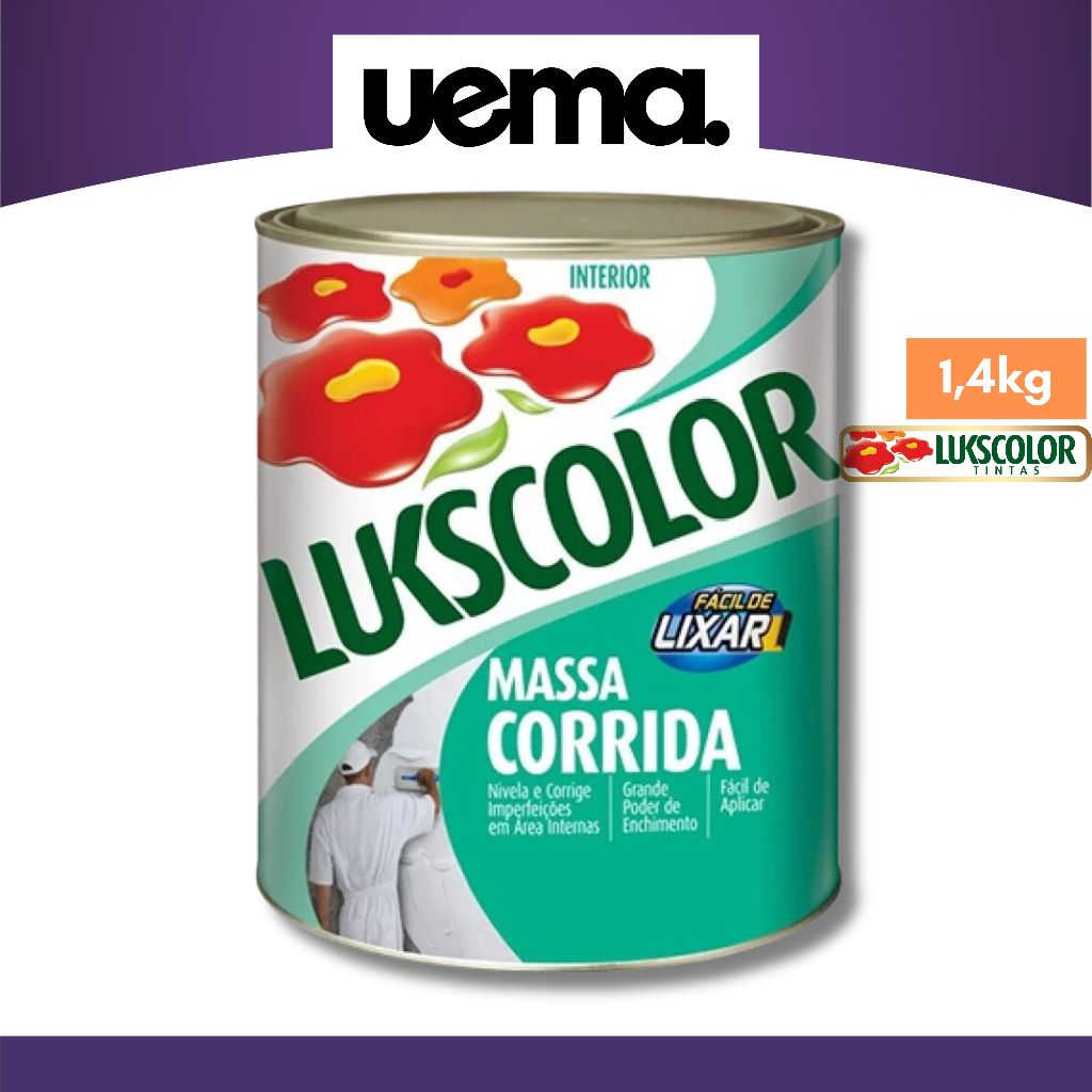 Massa Corrida PVA Interior 1/4 1,4kg Paredes e Tetos Lukscolor