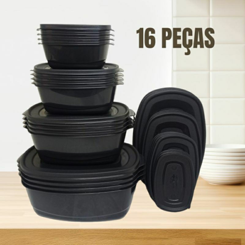 Kit Pote Hermético de Plástico Para Cozinha, Utensílios Cozinha, Vasilha com tampa, Tapoer, Potes
