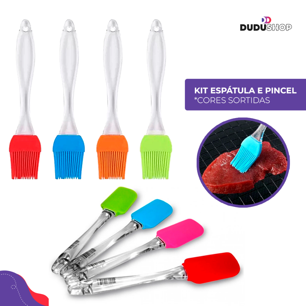 Kit Culinário Espátula e Pincel de Silicone com Cabo Plástico Transparente Confeiteiro para Doces em Oferta na Shopee