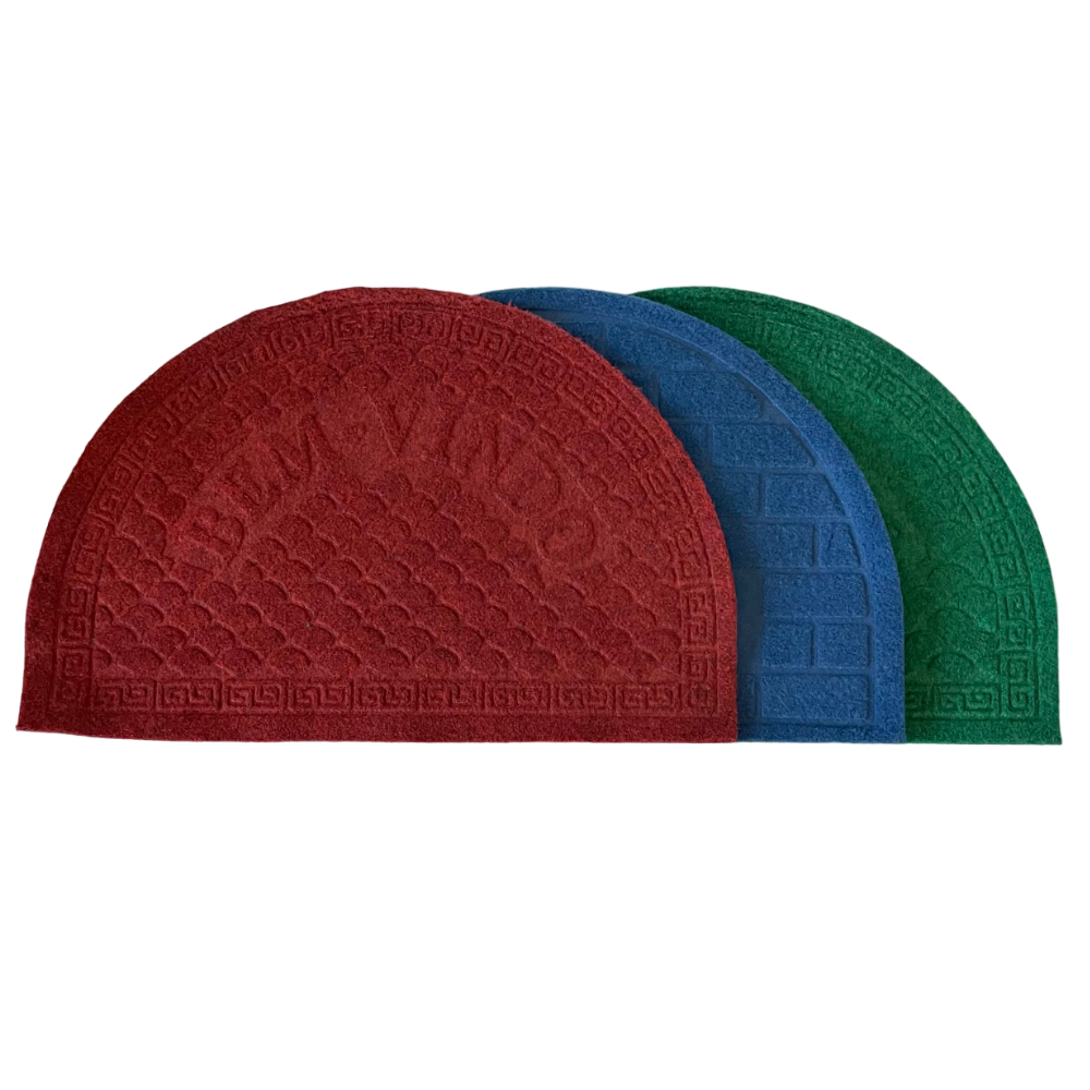Tapete Meia Lua Capacho Antiderrapante Poliéster 58 x 38 cm cores variadas