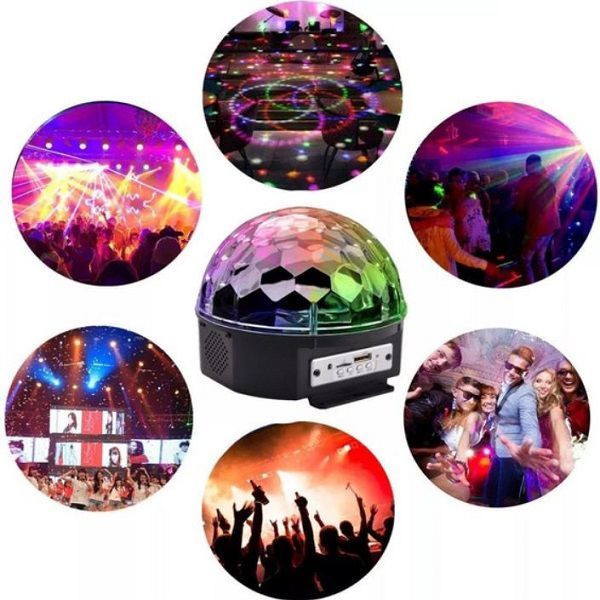 Globo Bola Maluca Led Magic Cristal Som Mp3 Luz Festa DJ