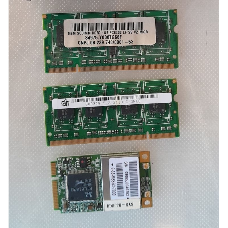 kit 2x memórias ddr2 1gb e uma placa Wi-Fi