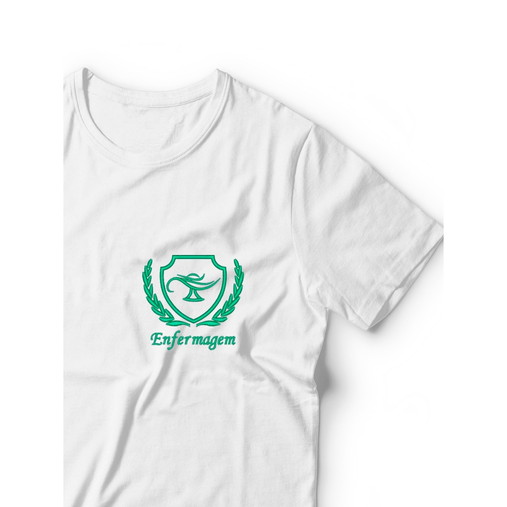 Camisa Enfermagem Bordada Logo Enfermeira Faculdade Enfermagem Símbolo Malha Confort T-shirt Camiseta