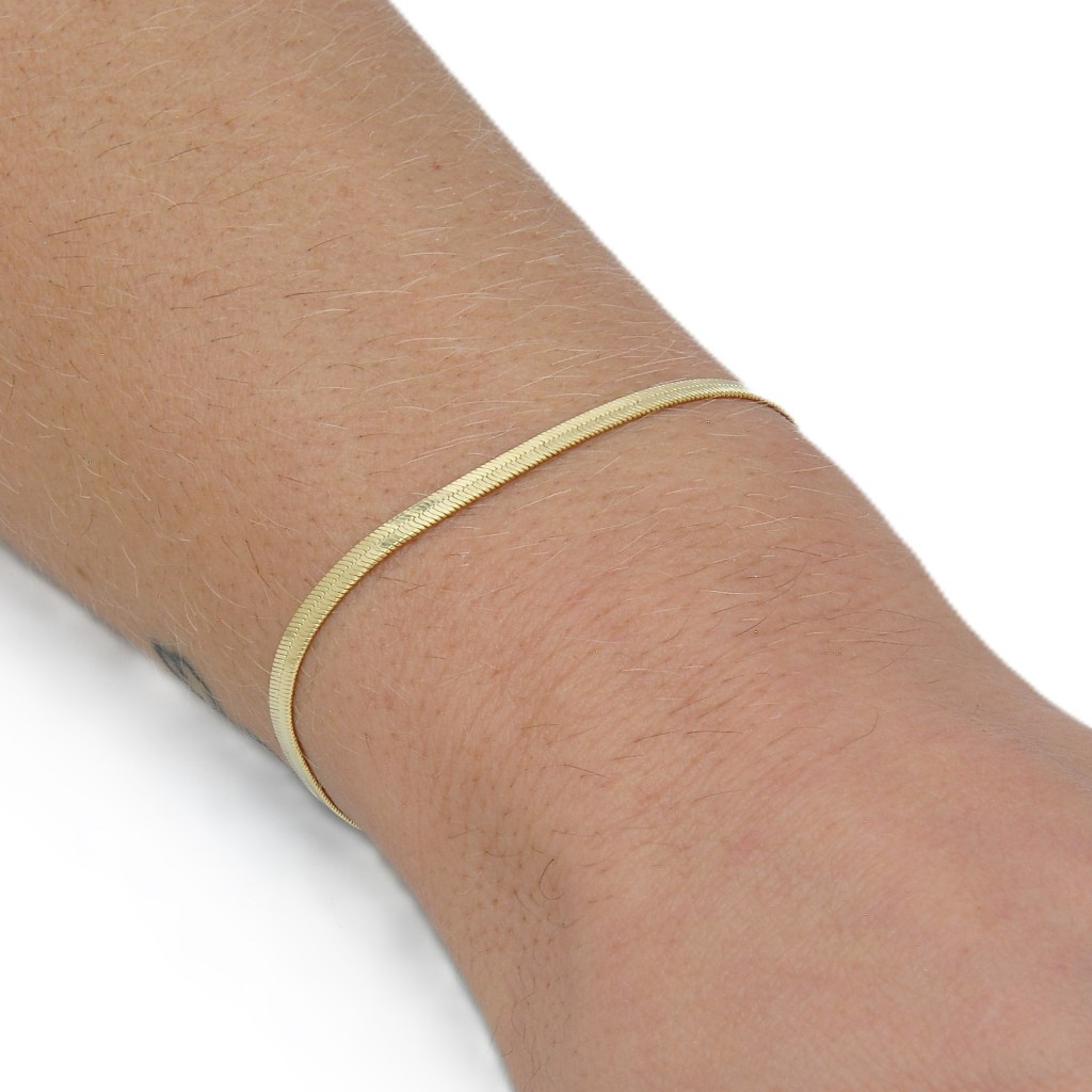 Pulseira Feminina Fita Laminada Banhada a Ouro 18k Semi Joia Com Garantia