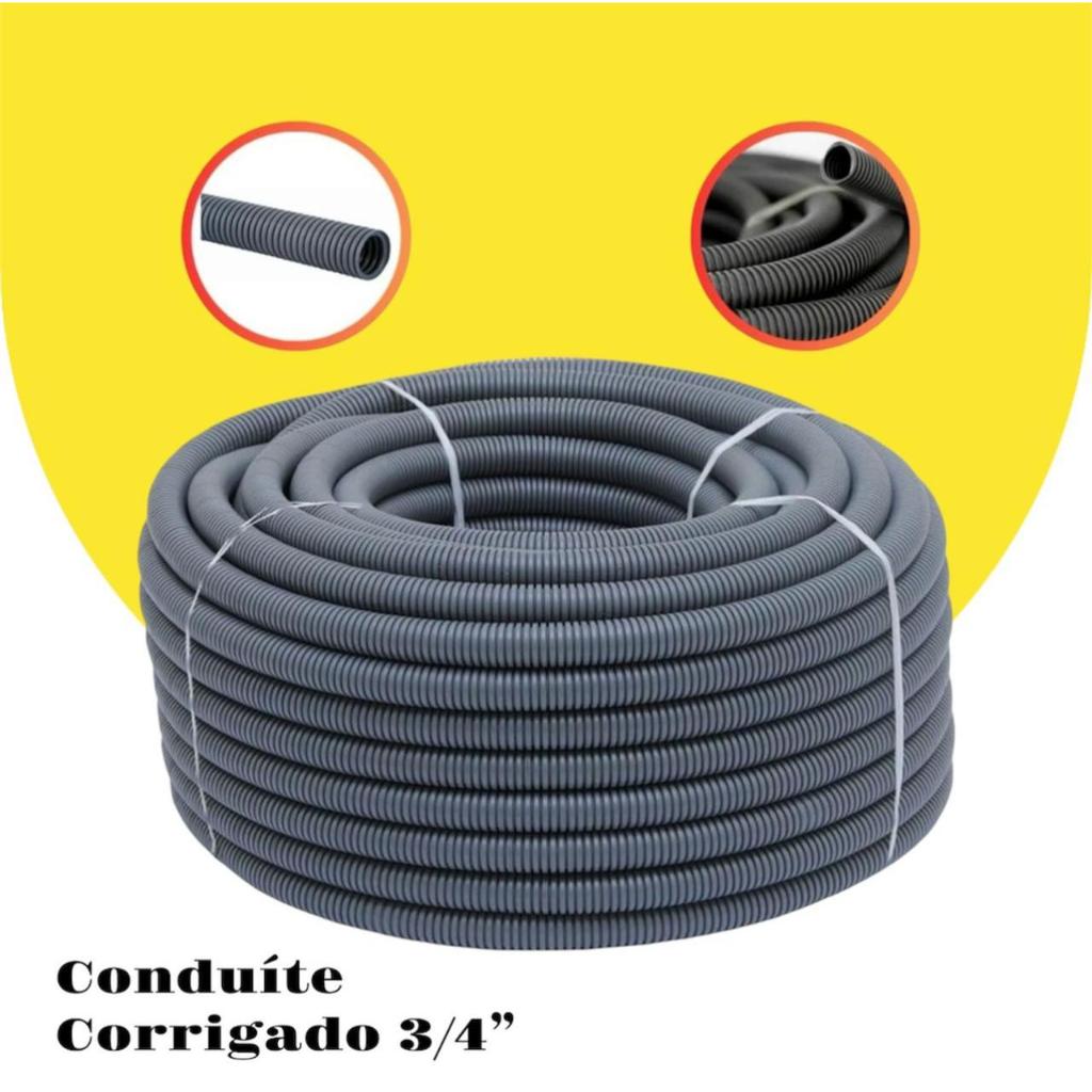 Rolo Conduite Corrugado Eletroduto Bitola 3/4" Polegada 50 Metros Para Casa Construçao