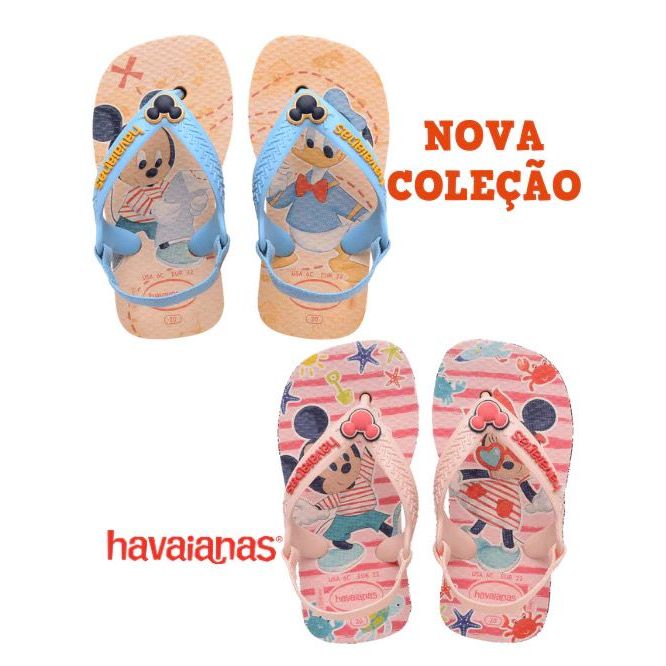 Chinelo Havaianas Baby Disney Classics Bebê com Elástico Minnie e Mickey