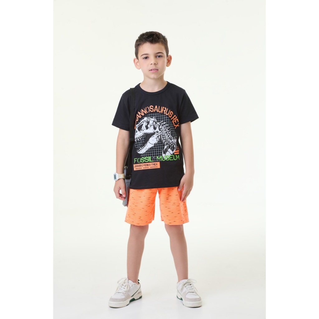 Conjunto Infantil Masculino Silk Dino fossil Museum Tam 1 ao 14 anos