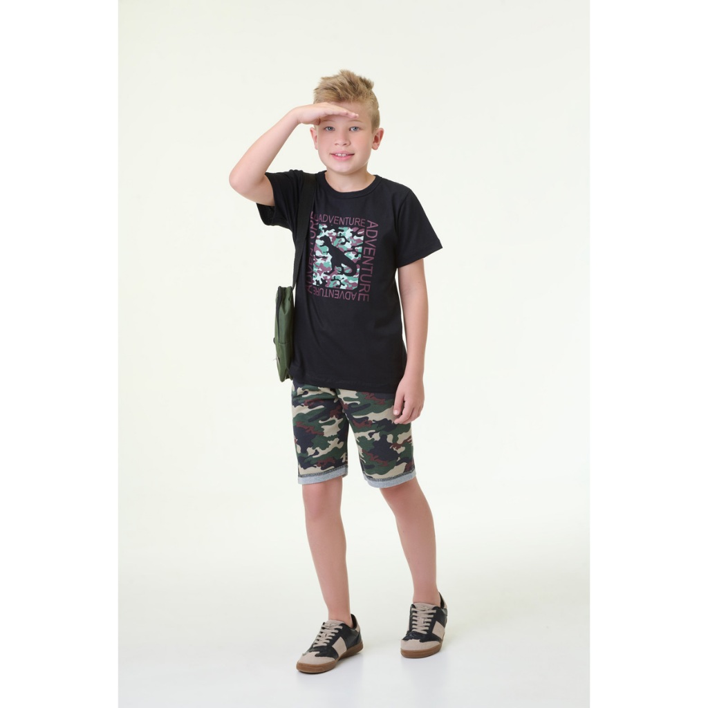 Conjunto Infantil Masculino Dinossauro Militar - 1 ao 14 anos