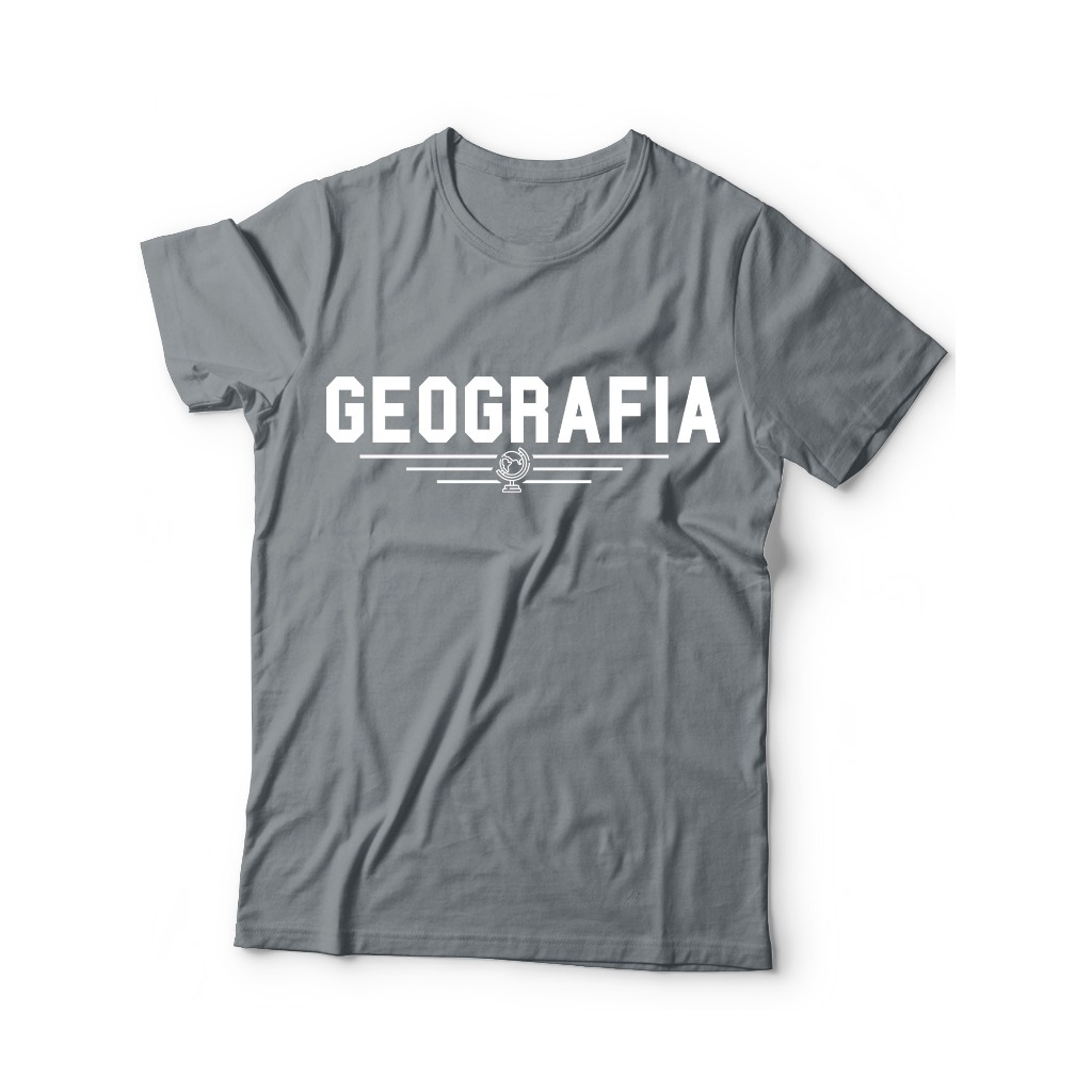 Camisa Geografia Bordada Estampa Aviao Globo Faculdade Geografia Malha PV Antipilling T-shirt Camiseta