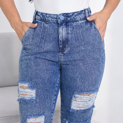 CALÇA MOM JEANS CINTURA ALTA FEMININA 100% BLOGUEIRA SEM ELASTANO LYCRA em Oferta na Shopee