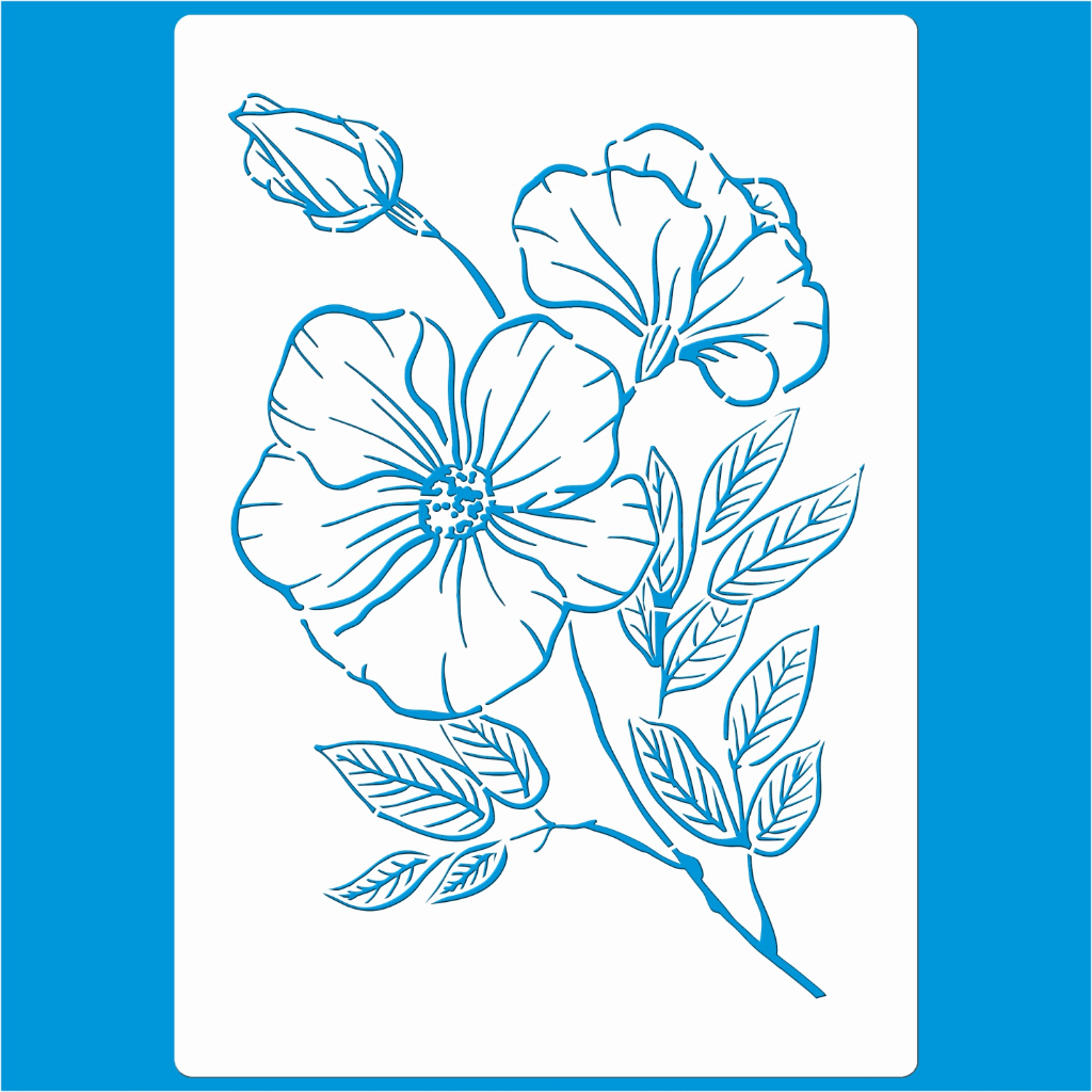 Stencil 21 X 29 Flor Rosa Silvestre Molde Pintura Tecido Mdf Madeira Parede Camiseta Pano Prato