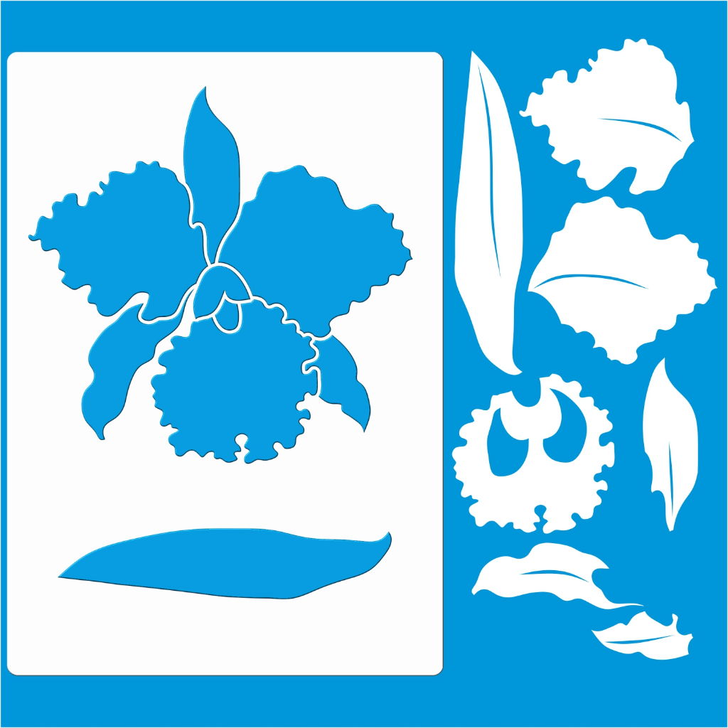 Stencil 21 X 29 Orquídea Molde Vazado Para Pintura Em Tecido Mdf Madeira Parede Camiseta Pano Prato
