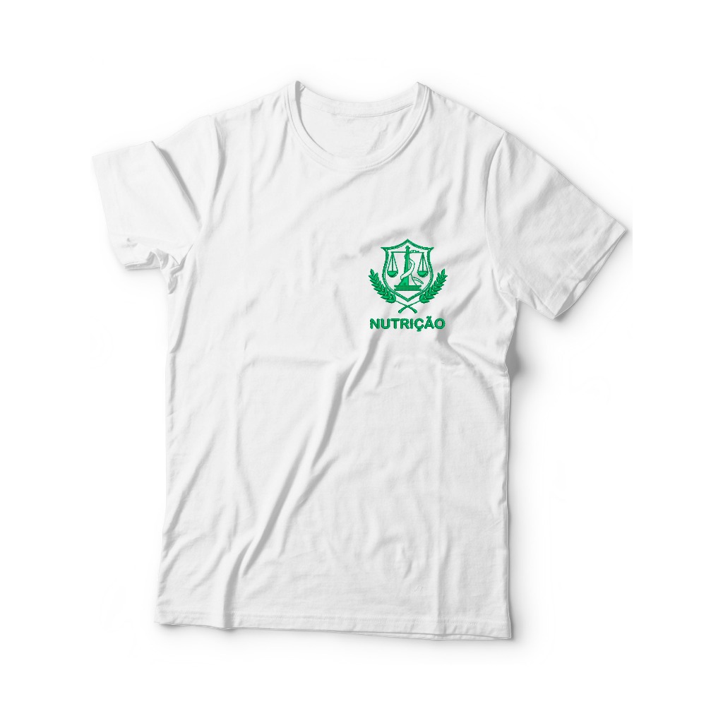 Camisa Nutrição Bordada Faculdade Simbolo Nutri Malha PV Confort T-shirt Camiseta